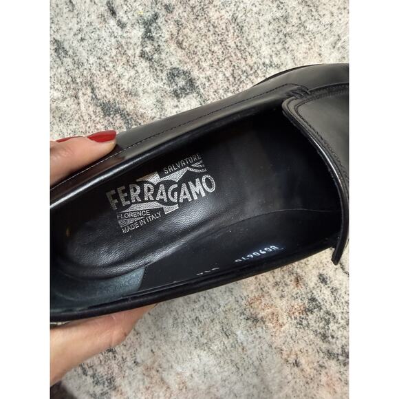 Salvatore Ferragamo Leather Black Shoes Men 9.5 EEE Italy Quiet Luxury Career